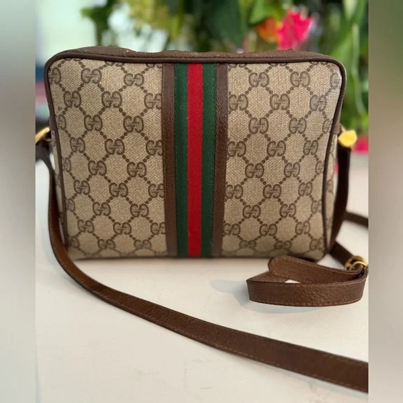 GUCCI Sherri Line GG Crossbody Ophedia Bag ~ Cloth & Leather PVC ~ VINTAGE - Picture 2 of 14